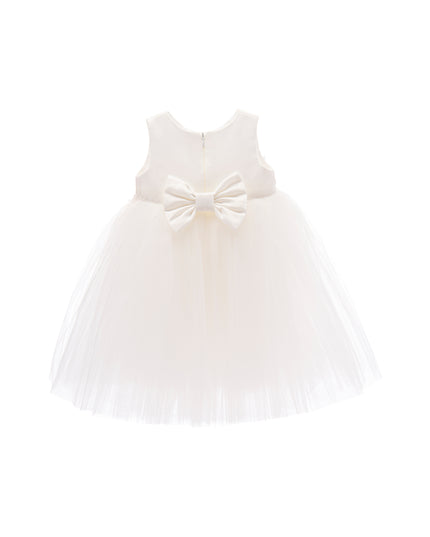 White Esterlee Sleeveless Floral Tulle Dress