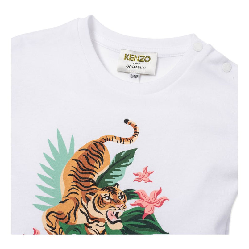 kenzo-White Tiger Print T-Shirt-k05042-103