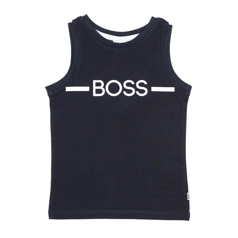 boss-Navy Logo Tank Top-j05830-849