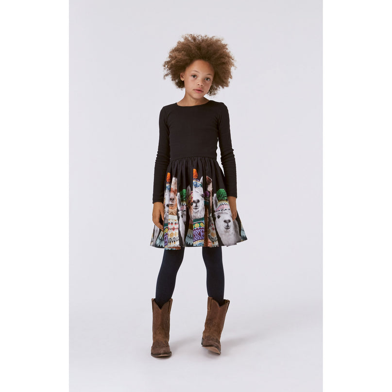 molo-Black Llamas Print Dress-2w23e228-3381