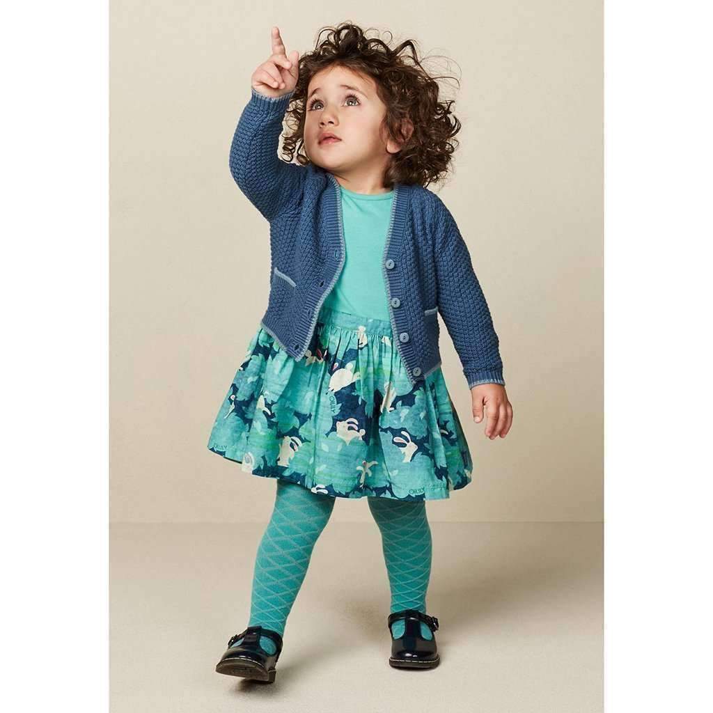 Turquoise Wafer Textured Tights-Leggings-Oilily-kids atelier