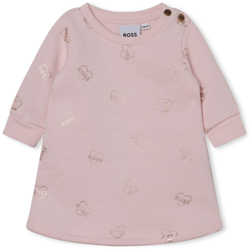 Pink Heart Logo Smocked Dress